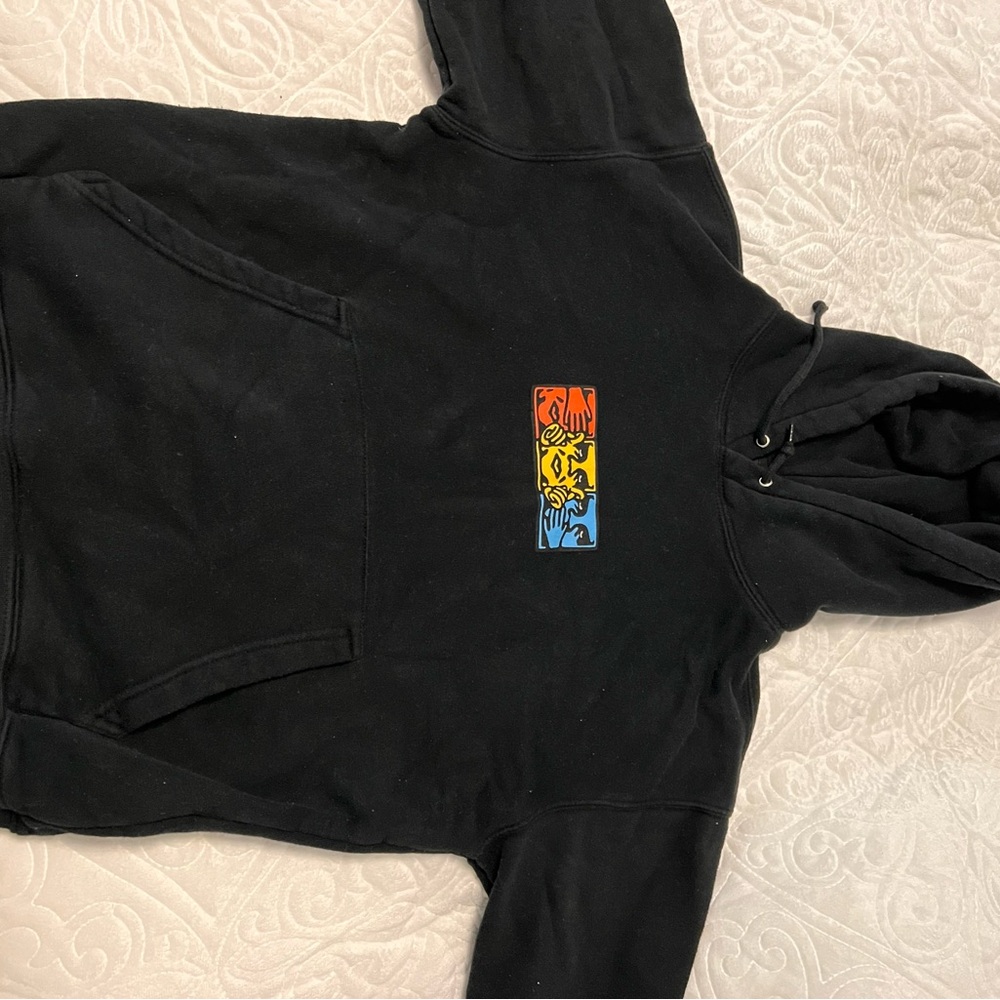 Obey Black Hoodie with Graphic Accents